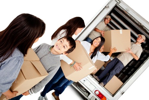 House movers preparing a residential move in Edmonton