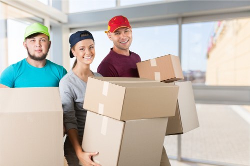 Moving truck and household items ready for delivery in Edmonton