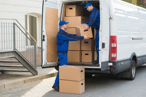 Moving truck parked for a residential move in Edmonton