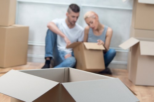 Prepared moving truck and packed boxes for an Edmonton move