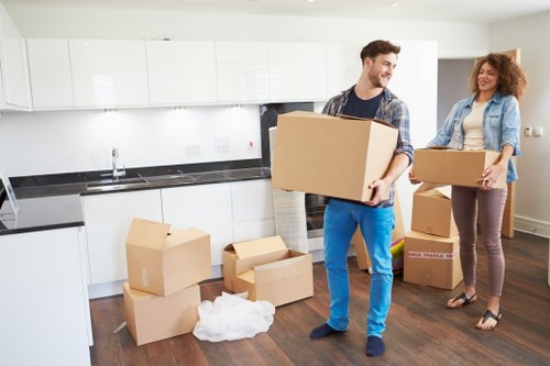 Professional movers loading a truck for a residential move in Edmonton