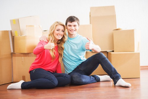 Prepared boxes and furniture ready for a local Edmonton van move